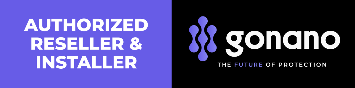 Authorized reseller and installer banner for Gonano, featuring bold text and logo, emphasizing home service solutions and surface protection technologies.